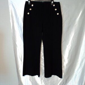 Womens Black Pant Faux front Pocket with Gold Button Accents